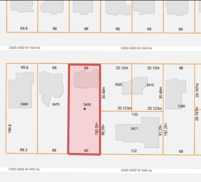 3450 West 43rd Avenue, Vancouver Lot Map